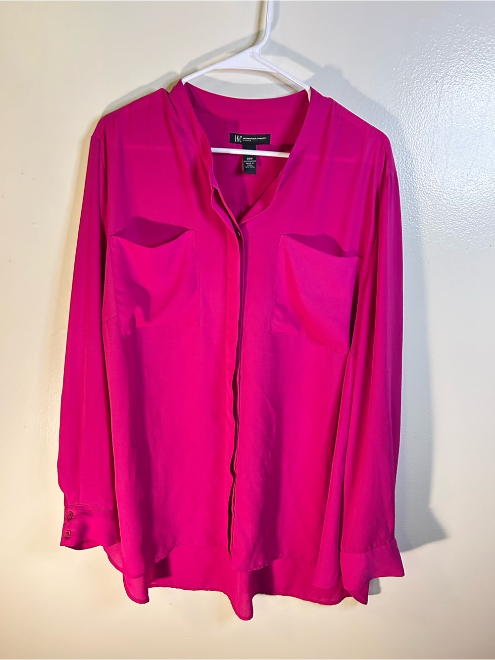INC International Concepts Vibrant Fuchsia Button-Down Blouse